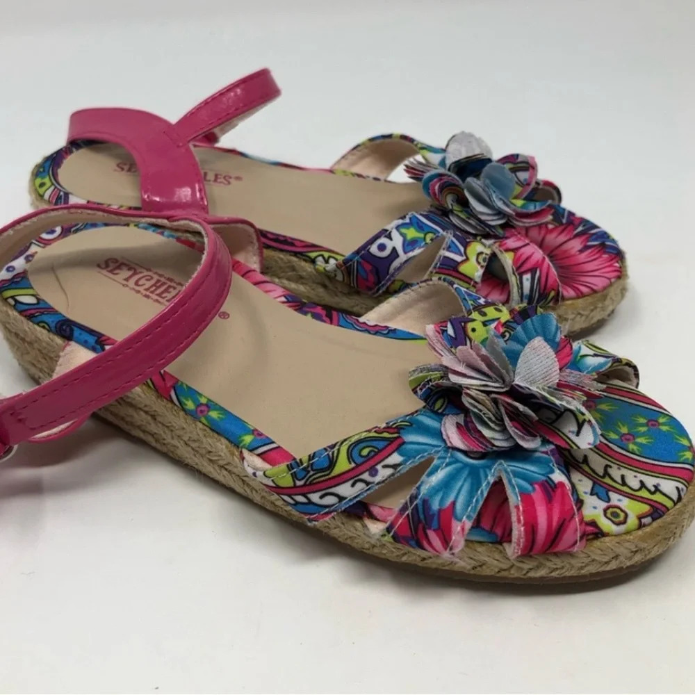 Seychelles Sandals Toddler Girl Size 7 Espadrille Pink Floral Print Summer